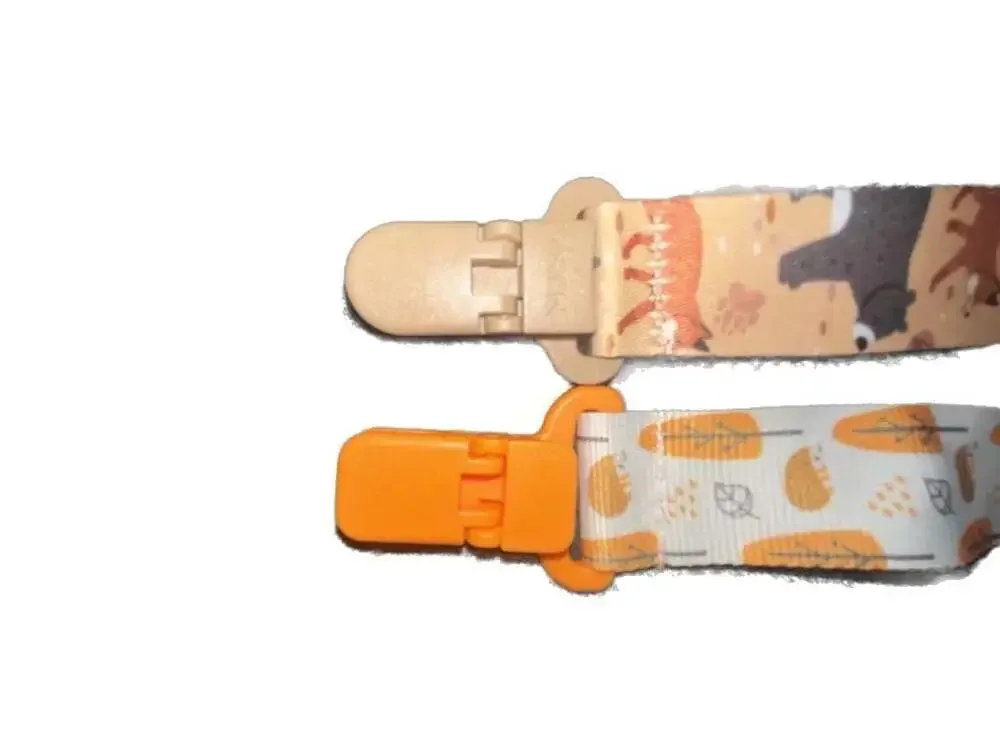 Nuby Woodland Animal and Leaf Print Pacifier Clips - 2 Pc